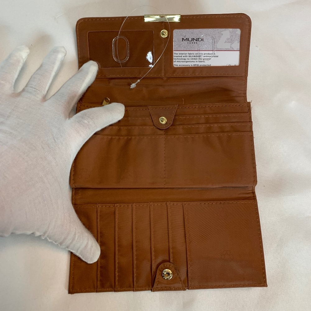 NWOT SafeKeeper Brand Brown with Colorful Stripes Trifold RFID Wallet! - Picture 12 of 12
